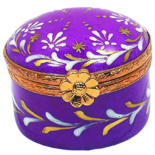 Small Round Porcelain Limoges traditional French Trinket Box