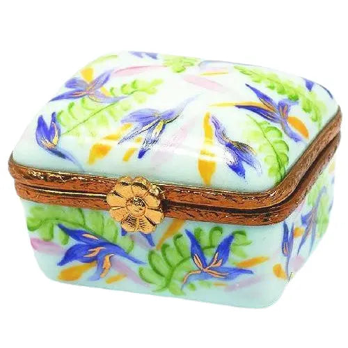 Small Square: Ferns Porcelain Limoges traditional French Trinket Box