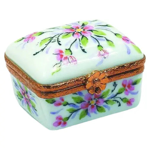 Small Square Porcelain Limoges traditional French Trinket Box