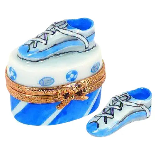 Sneakers: Blue Porcelain Limoges shoes hats French Trinket Box