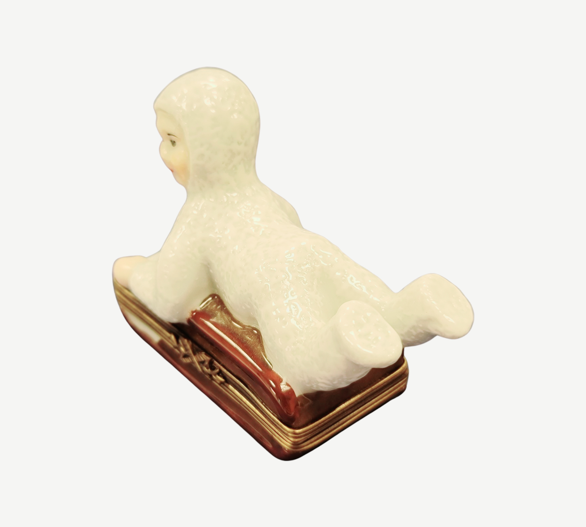 Snowbaby Sledding Adventure Box Porcelain Limoges xmas French Trinket Box