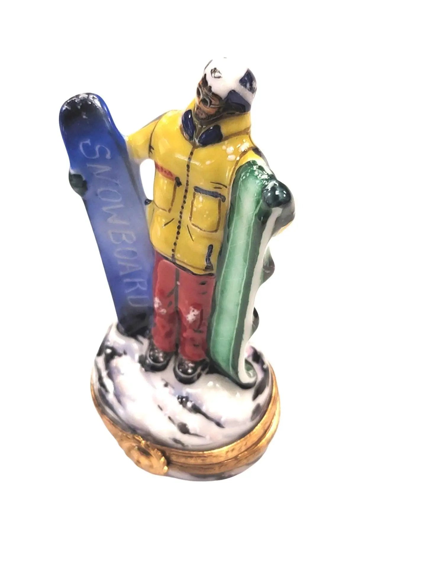 Snowboarder Limoges Box Figurine Porcelain Limoges Sports Winter French Trinket Box