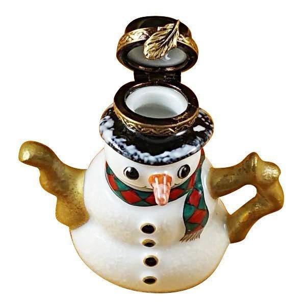 Snowman Teapot Porcelain Limoges Snowman China French Trinket Box