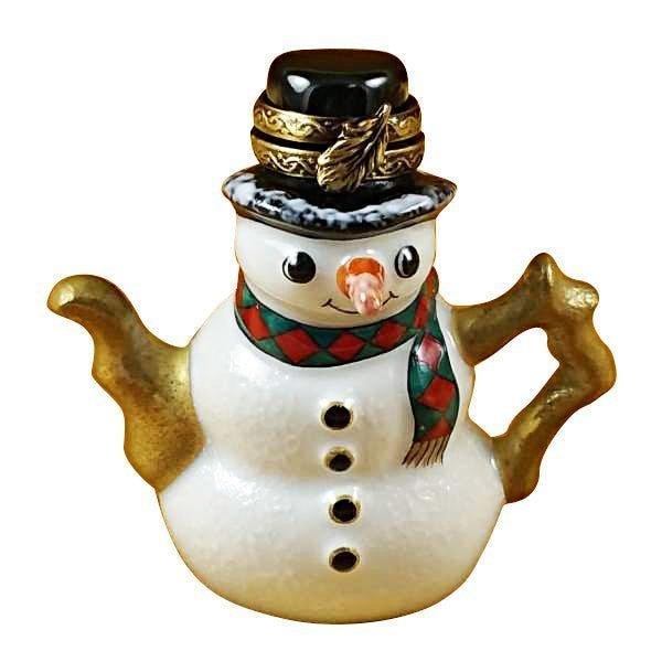 Snowman Teapot Porcelain Limoges Snowman China French Trinket Box