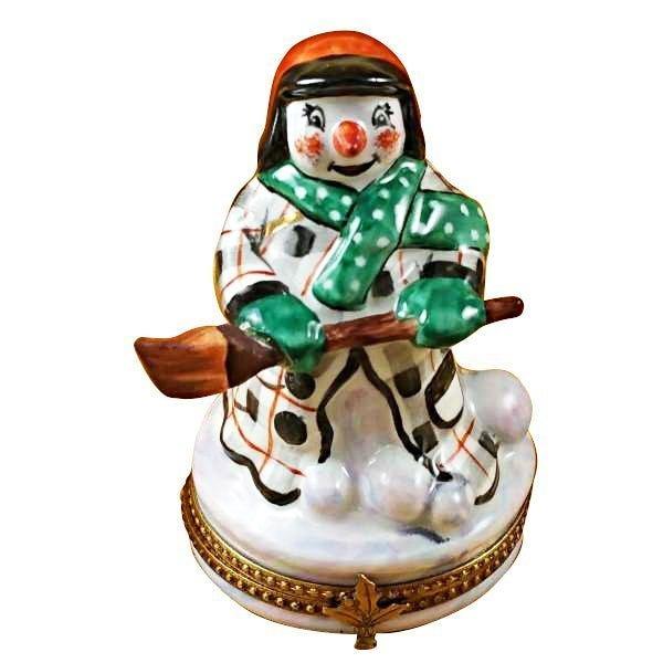 Snowman with Coat limoges box Porcelain Limoges snowman French Trinket Box