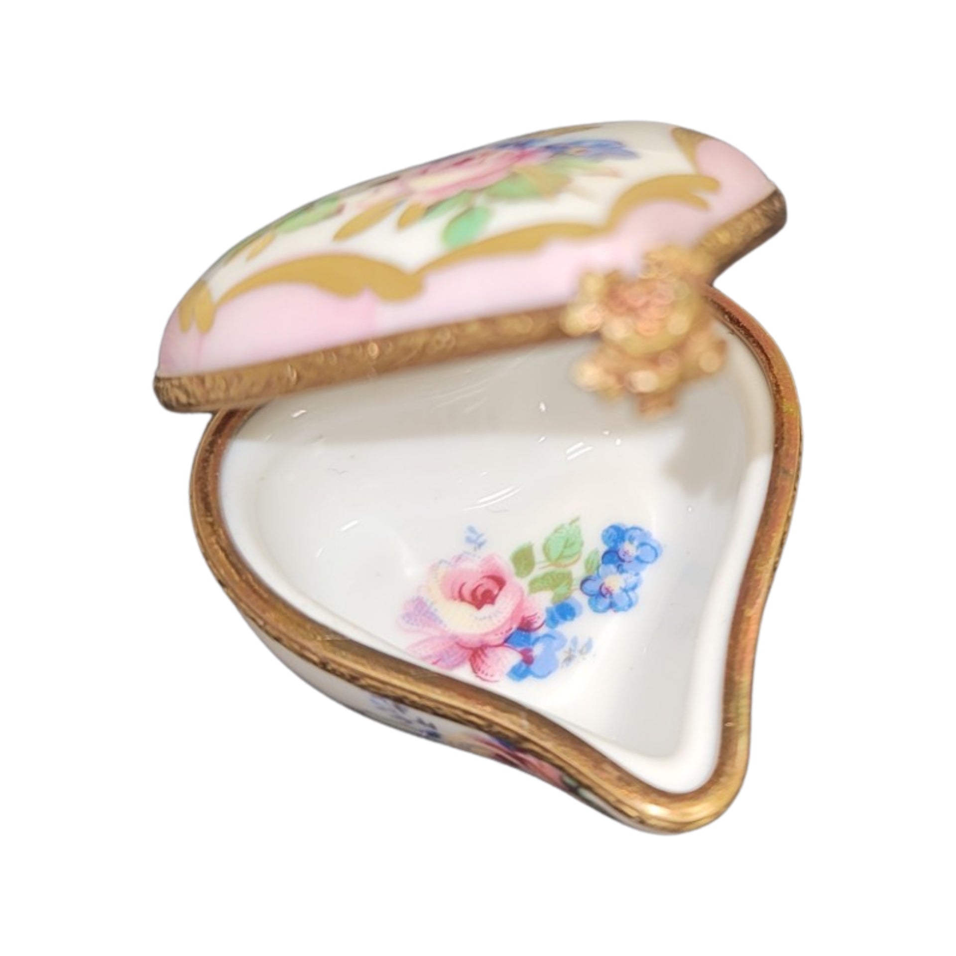 Soft Pink Heart Floral Box Porcelain Limoges hearts LIMOGES BOXES French Trinket Box
