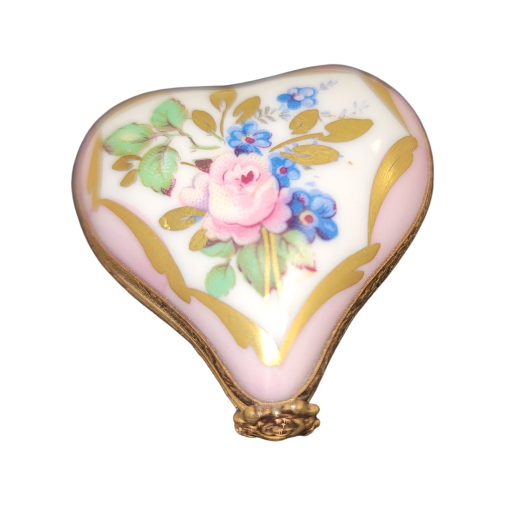 Soft Pink Heart Floral Box Porcelain Limoges hearts LIMOGES BOXES French Trinket Box