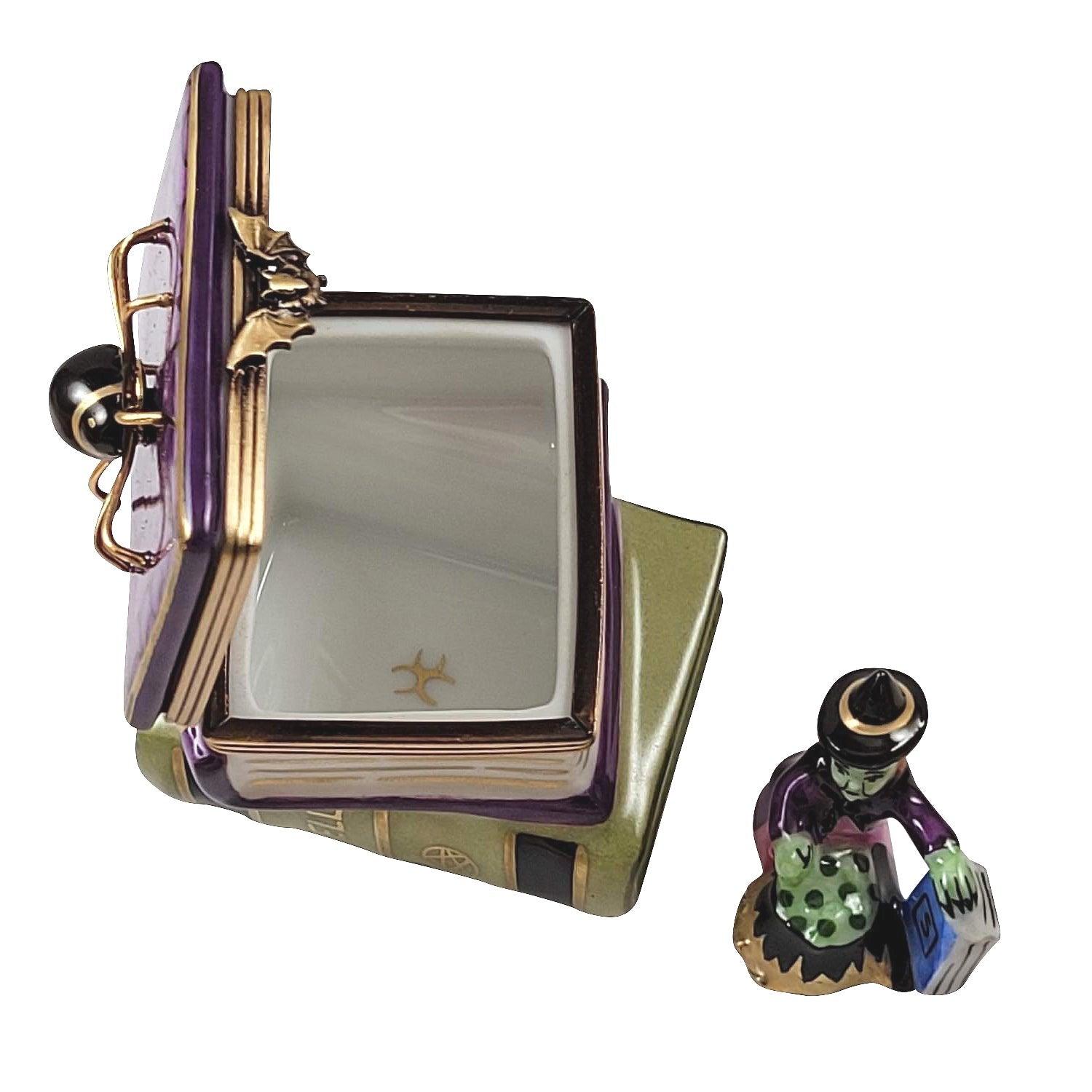 Spell Books with Spider & Witch Porcelain Limoges halloween French Trinket Box