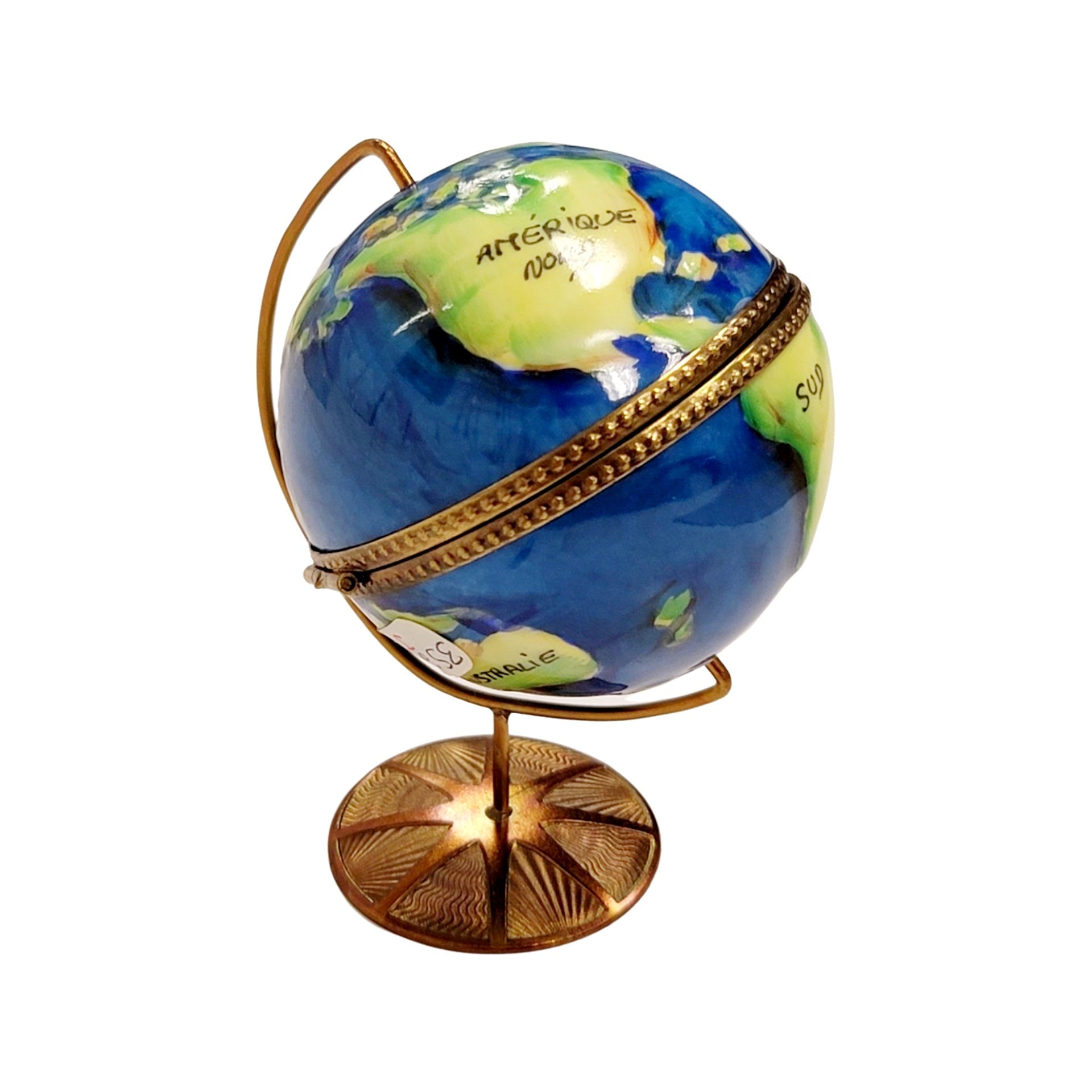 Spinning World Globe Elegance Porcelain Limoges LIMOGES BOXES travel French Trinket Box