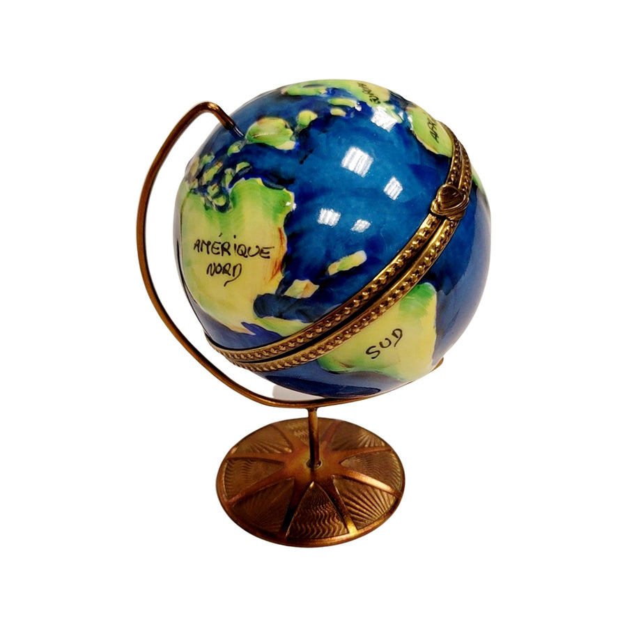 Spinning World Globe Elegance Porcelain Limoges LIMOGES BOXES travel French Trinket Box