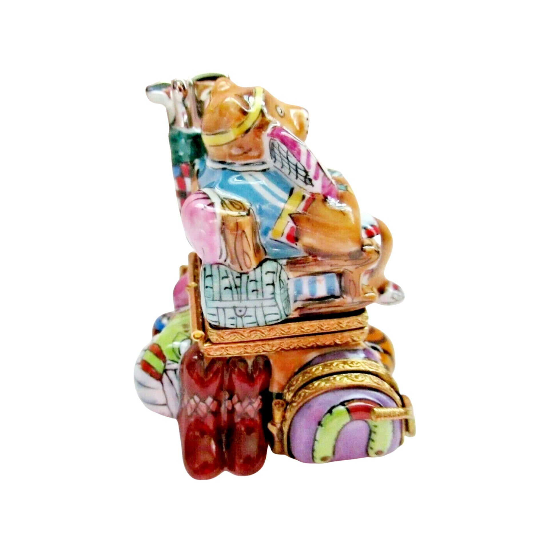 Sports Nut Bear Porcelain Limoges Bear sports French Trinket Box