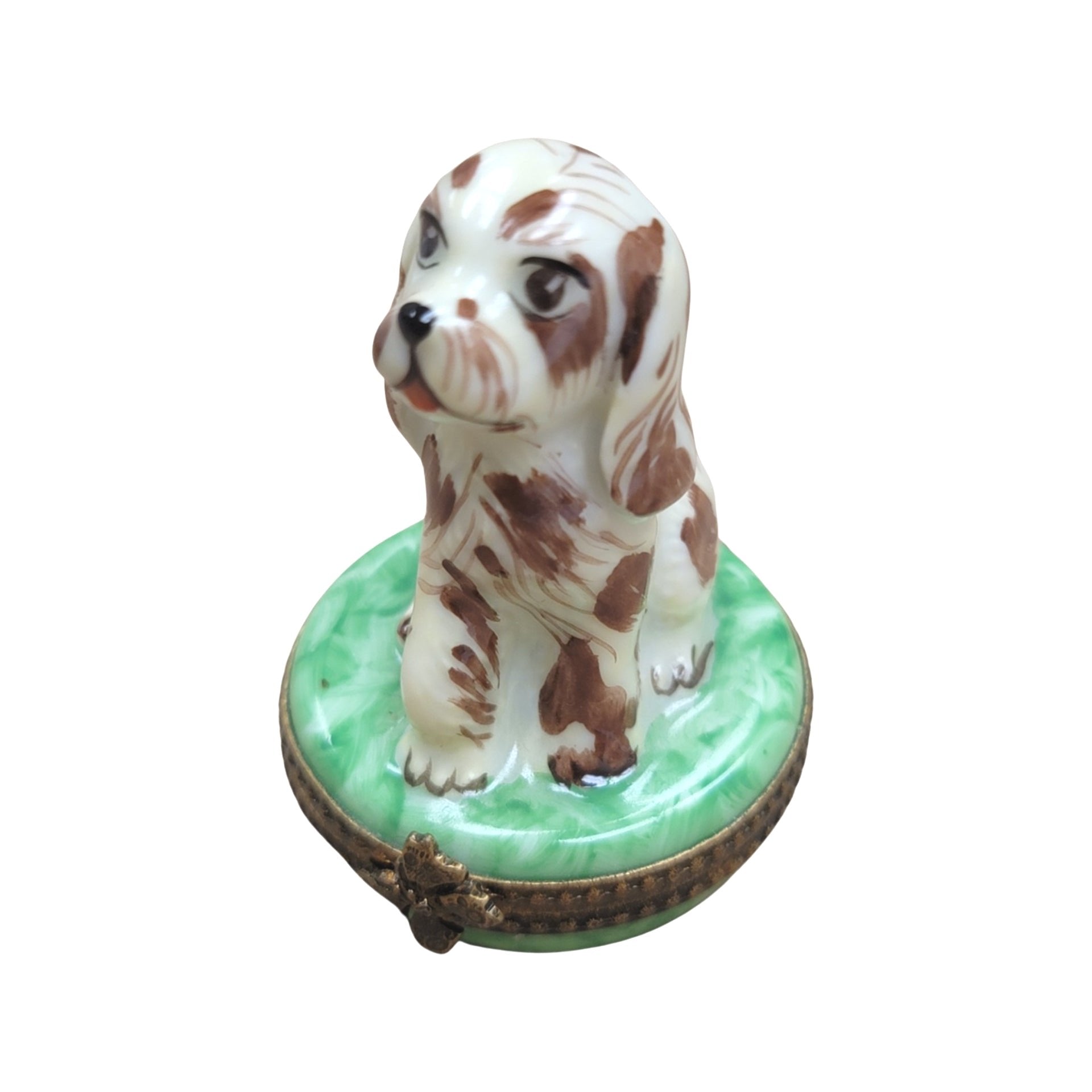 Spotted Dog Porcelain Figurine Porcelain Limoges dog LIMOGES BOXES French Trinket Box
