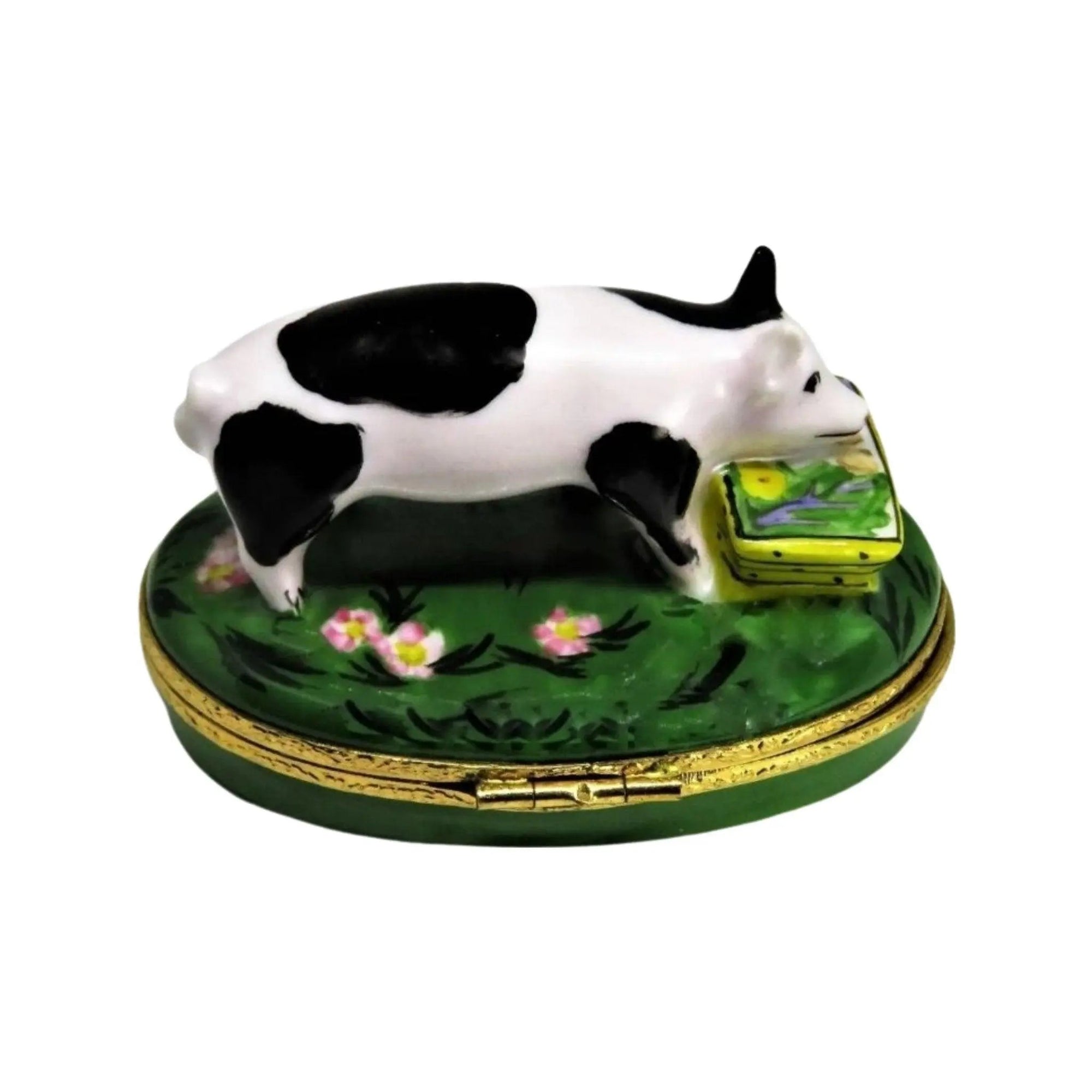 Spotted Pig Porcelain Limoges farm animals French Trinket Box