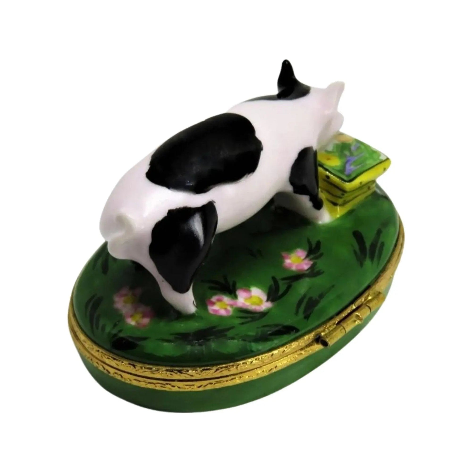 Spotted Pig Porcelain Limoges farm animals French Trinket Box