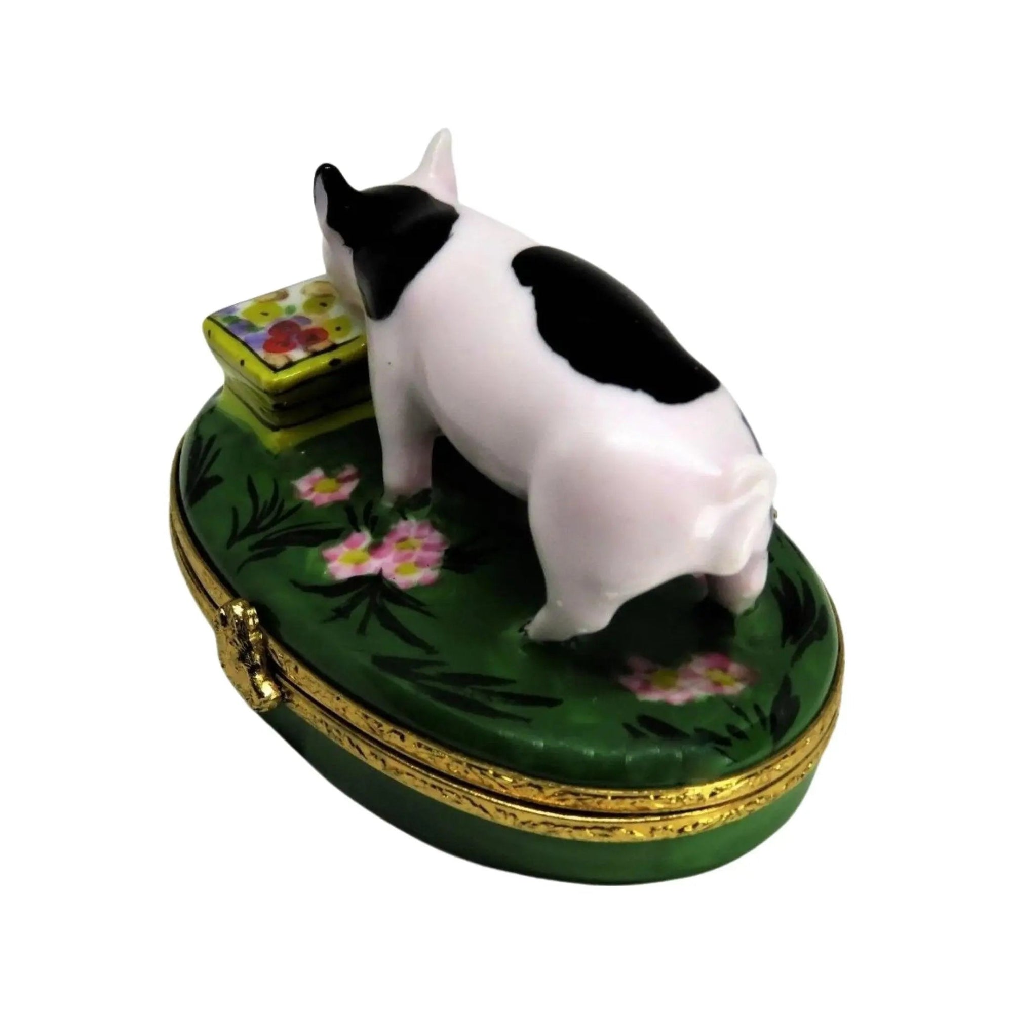 Spotted Pig Porcelain Limoges farm animals French Trinket Box