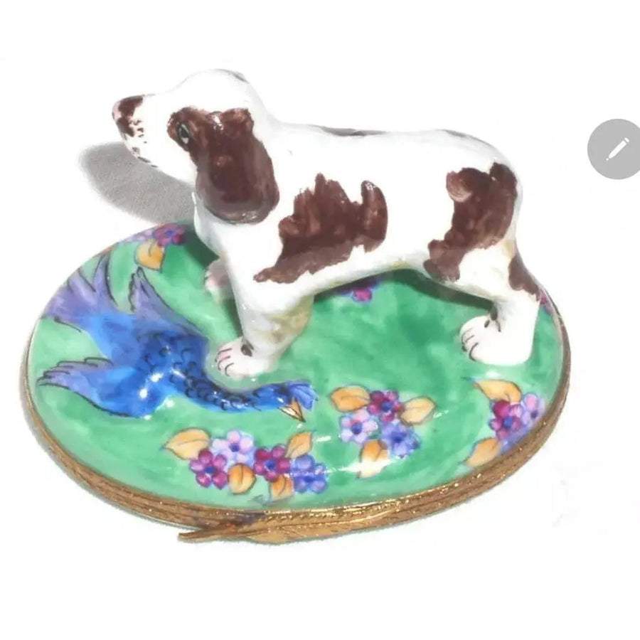 Springer Spaniel Porcelain Limoges dog dogs French Trinket Box
