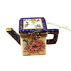 Square Teapot with Blue Spout & Handle Porcelain Limoges China French Trinket Box