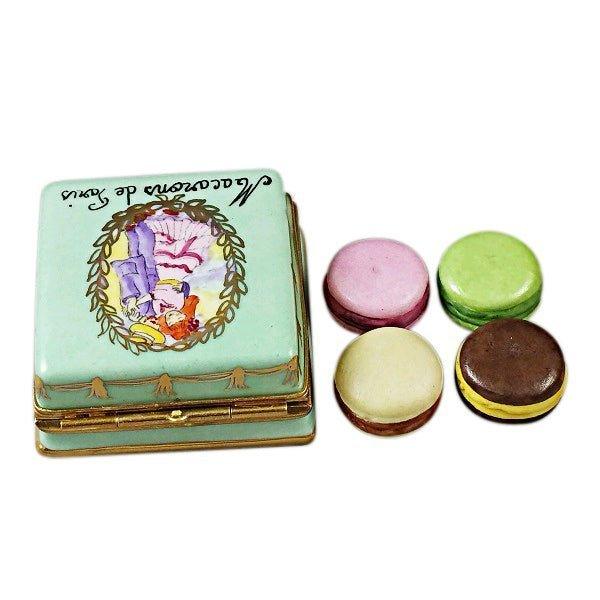 Square with Macarons de Paris Porcelain Limoges Paris Dessert French Trinket Box
