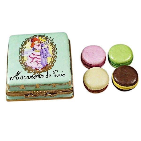 Square with Macarons de Paris Porcelain Limoges Paris Dessert French Trinket Box