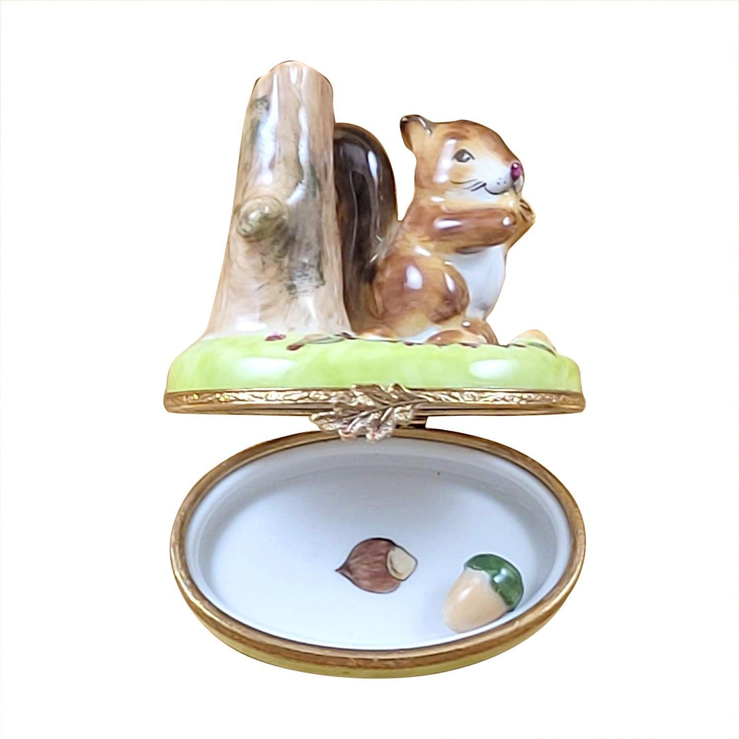 Squirrel with Acorn Porcelain Limoges bugs critters French Trinket Box