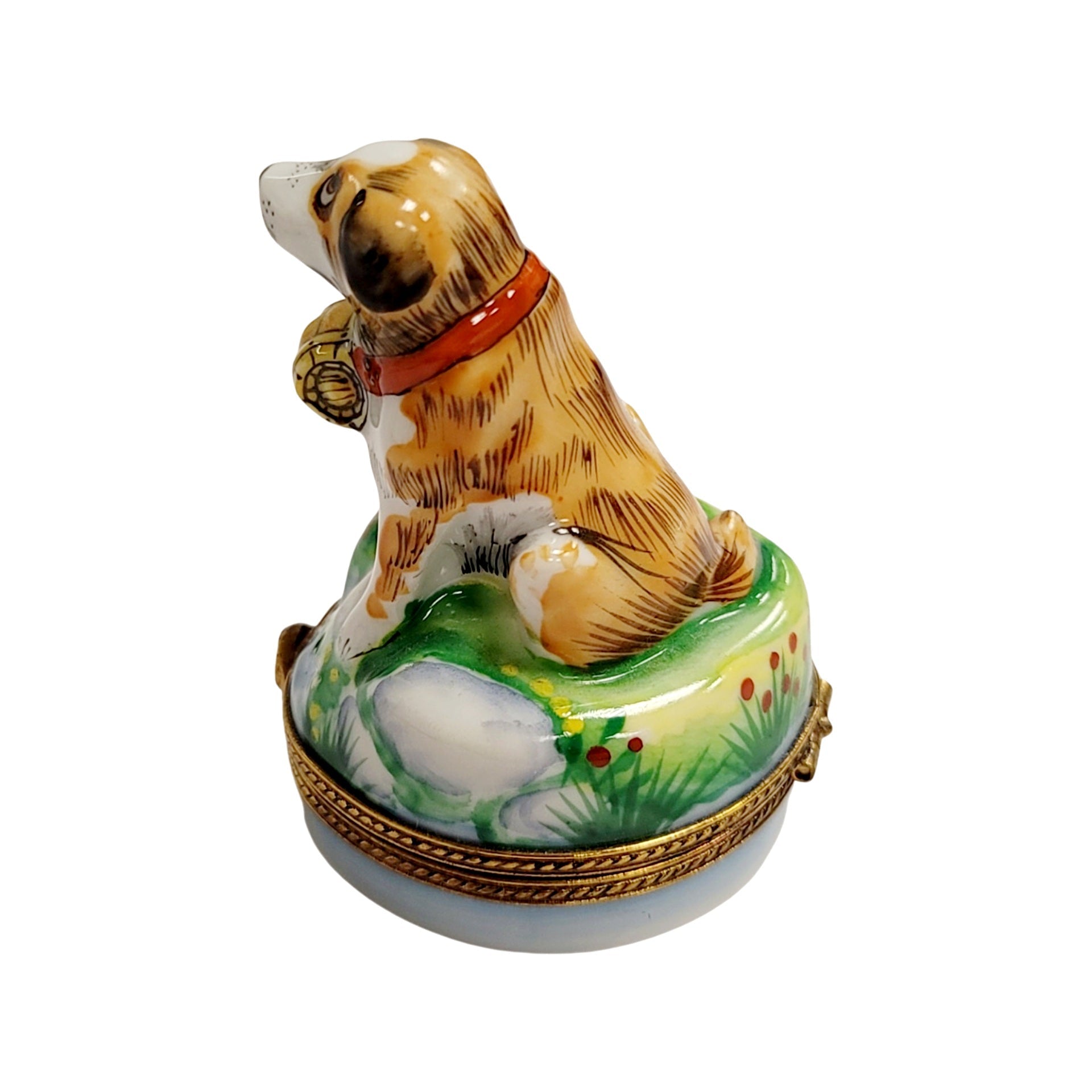 St Bernard Dog Limoges Box Porcelain Limoges dog limoges boxes French Trinket Box