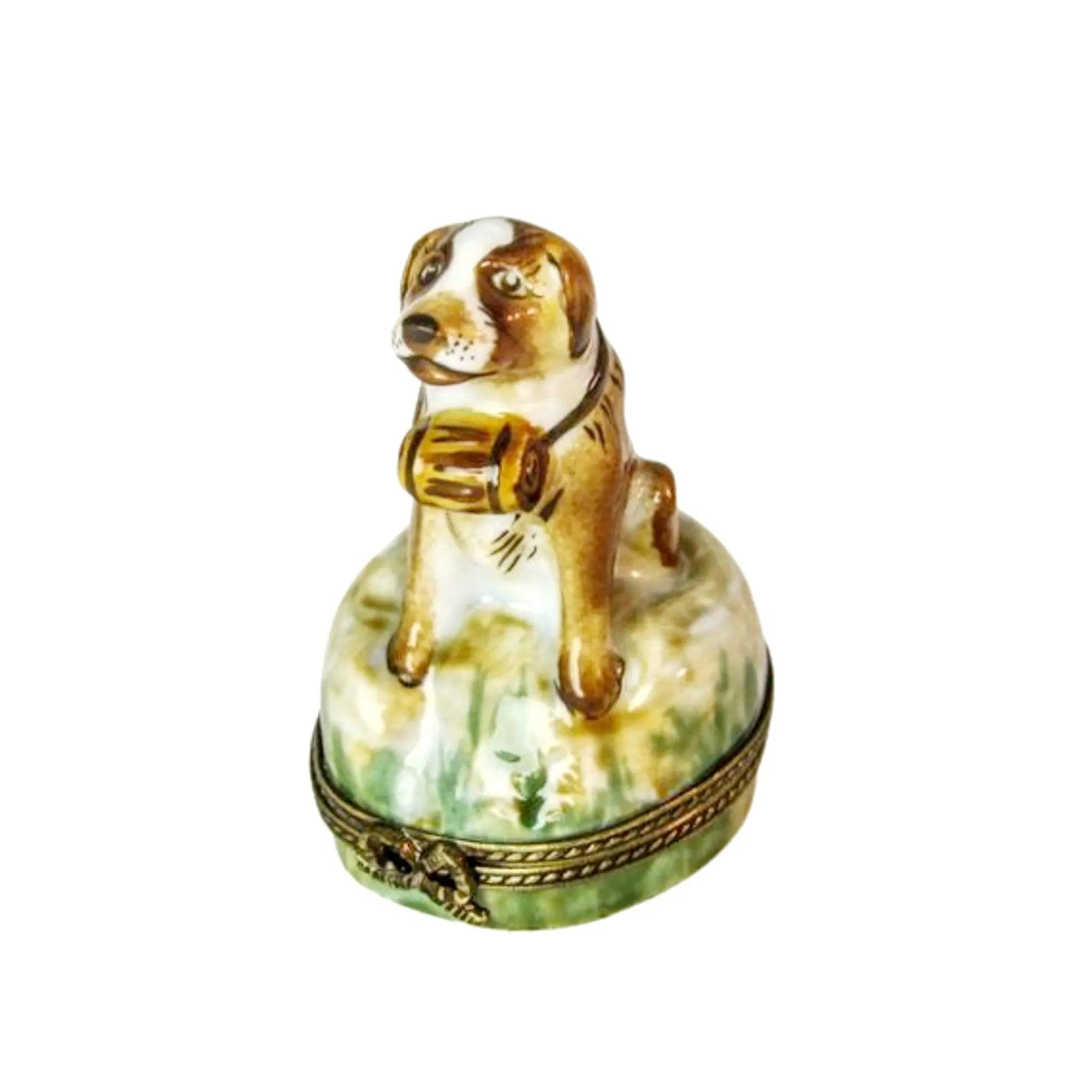 St Bernard Dog Porcelain Limoges dog limoges boxes French Trinket Box