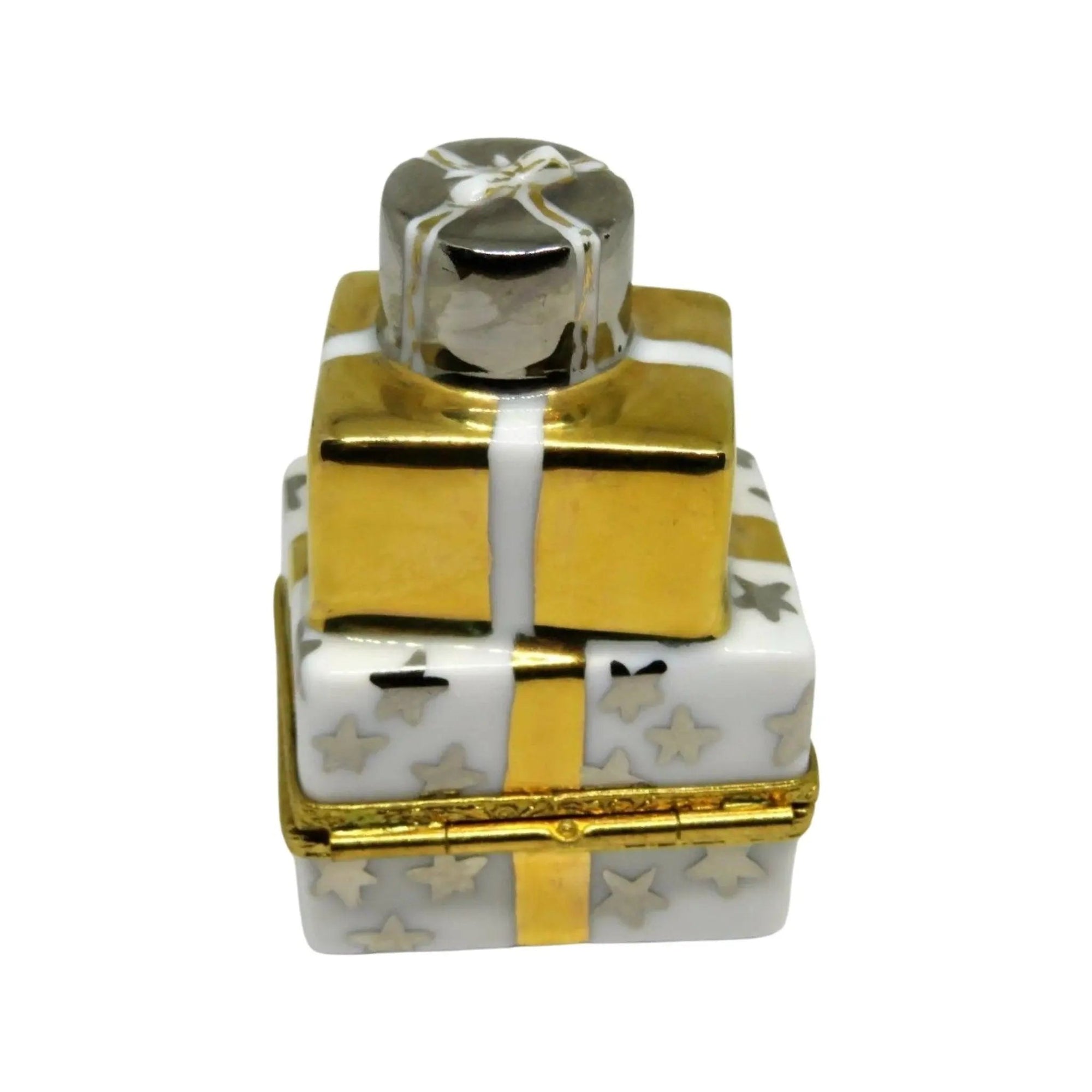 Stack of Gifts Presents Porcelain Limoges xmas theme anniversary French Trinket Box