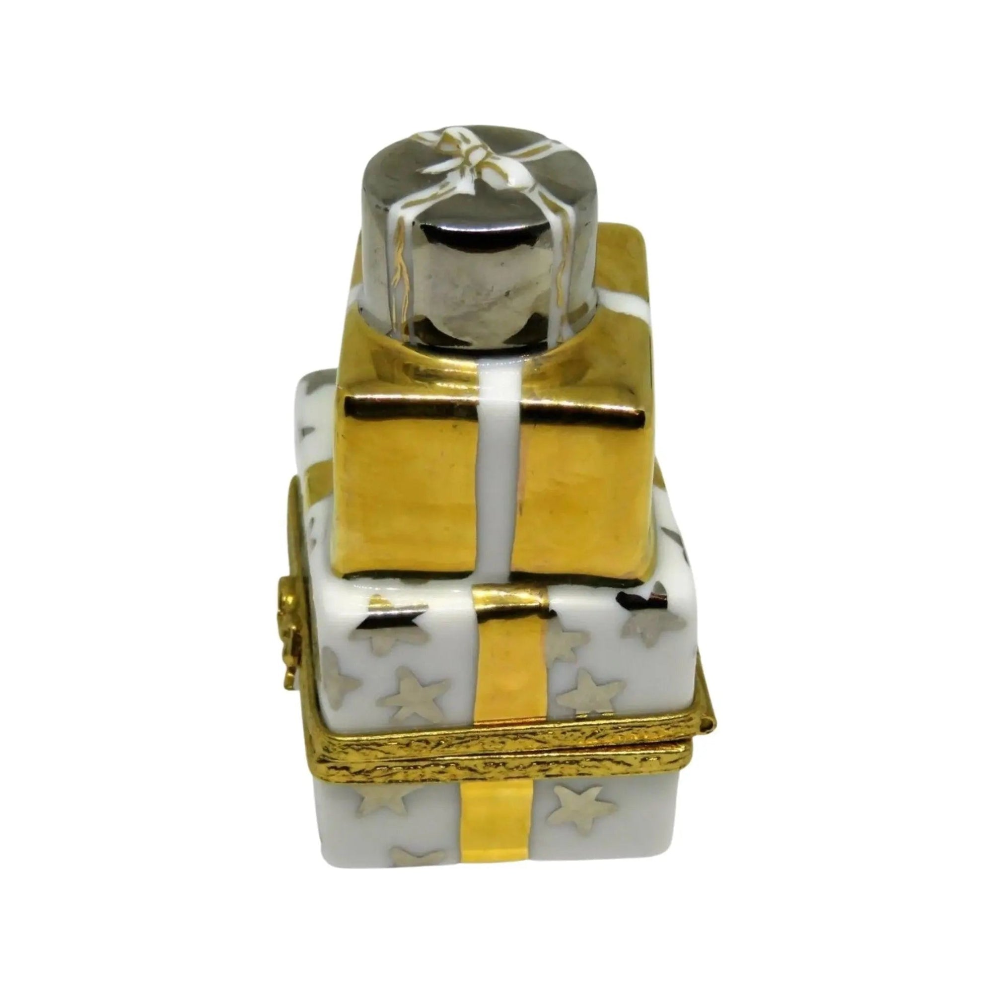 Stack of Gifts Presents Porcelain Limoges xmas theme anniversary French Trinket Box