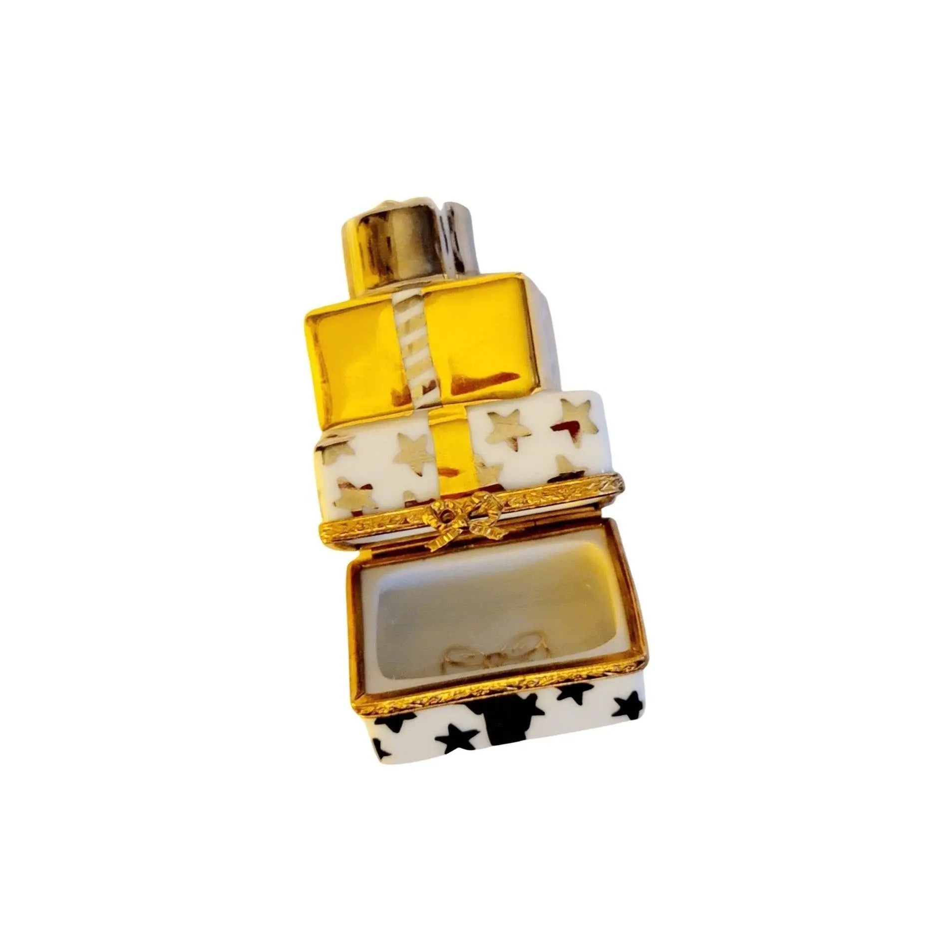 Stack of Gifts Presents Porcelain Limoges xmas theme anniversary French Trinket Box