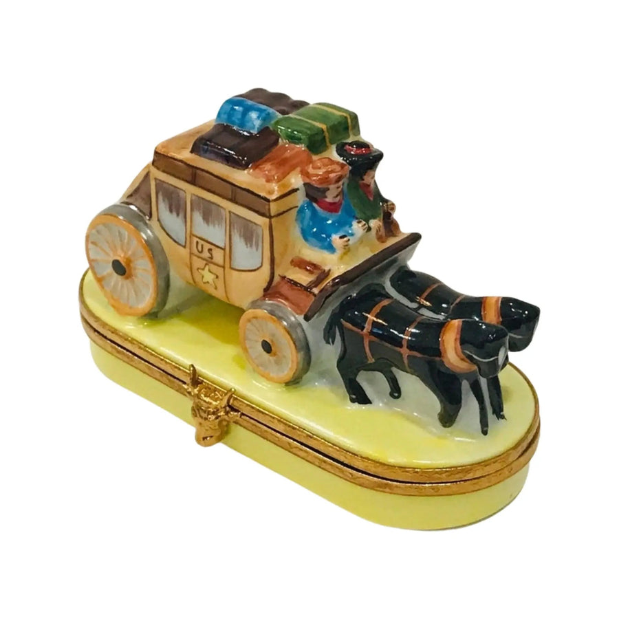 Stage Coach Porcelain Limoges horse French Trinket Box