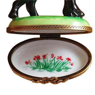 Standing Black Labrador Figurine Porcelain Limoges dog French Trinket Box