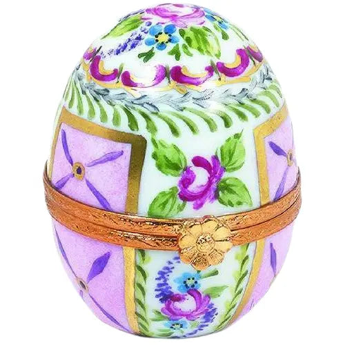 Standing Egg w Perfume Bottles Porcelain Limoges Perfume Egg French Trinket Box