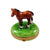 Standing Mini Horse with a Removable Brass Horseshoe Porcelain Limoges farm wild animals French Trinket Box