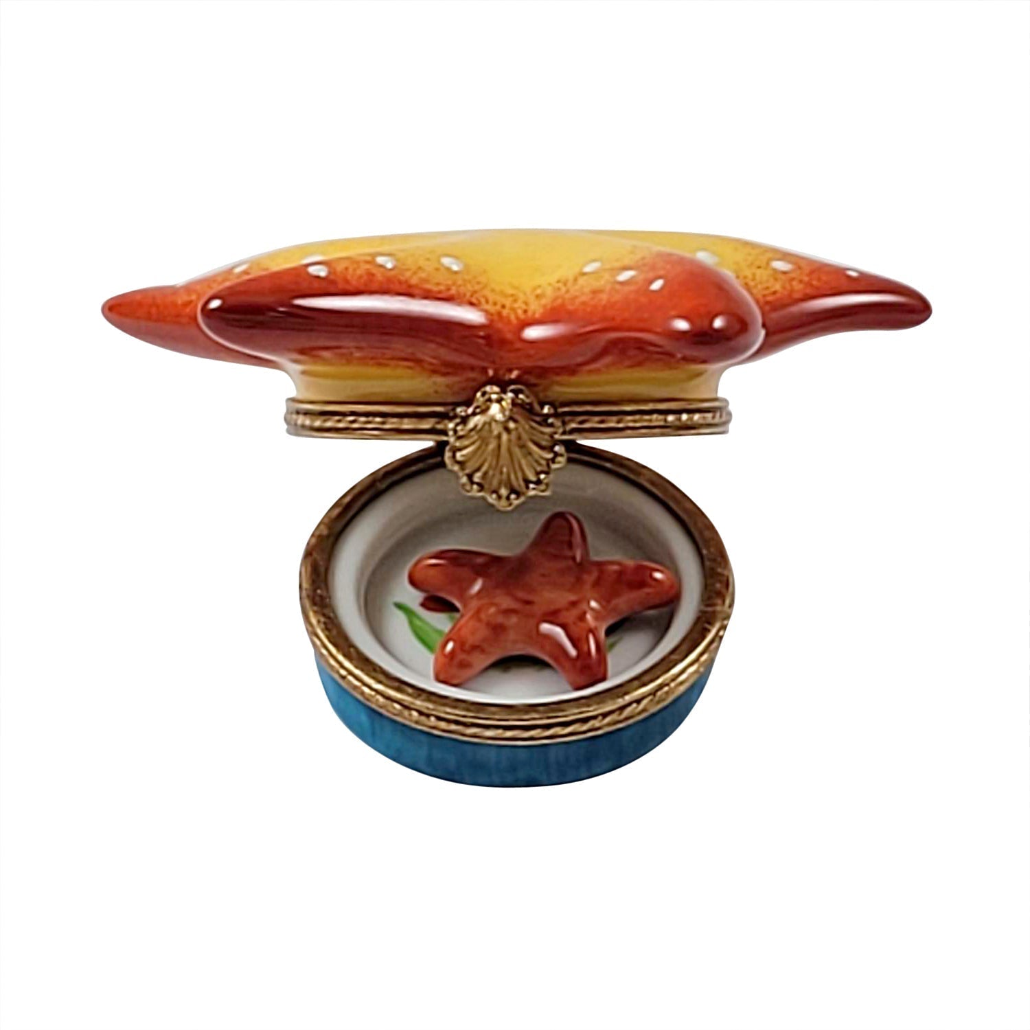 StarFish with Star fish Porcelain Limoges beach ocean travel French Trinket Box