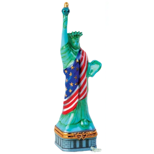 Statue Of Liberty w Fl Porcelain Limoges monuments united states French Trinket Box