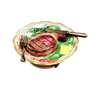 Steak Dinner Limoges Box Figurine Porcelain Limoges Food French Trinket Box