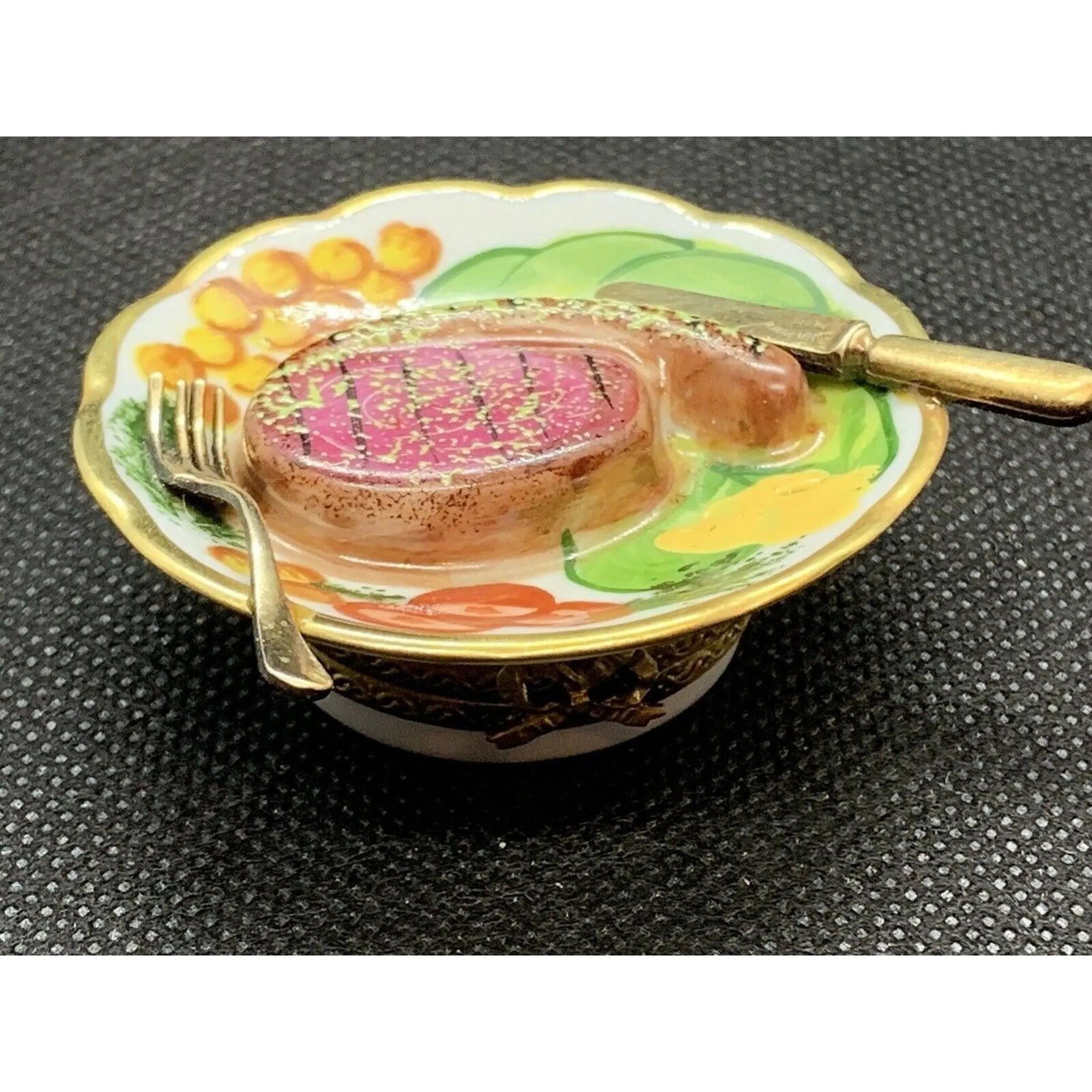 Steak Dinner Porcelain Masterpiece Porcelain Limoges Food French Trinket Box