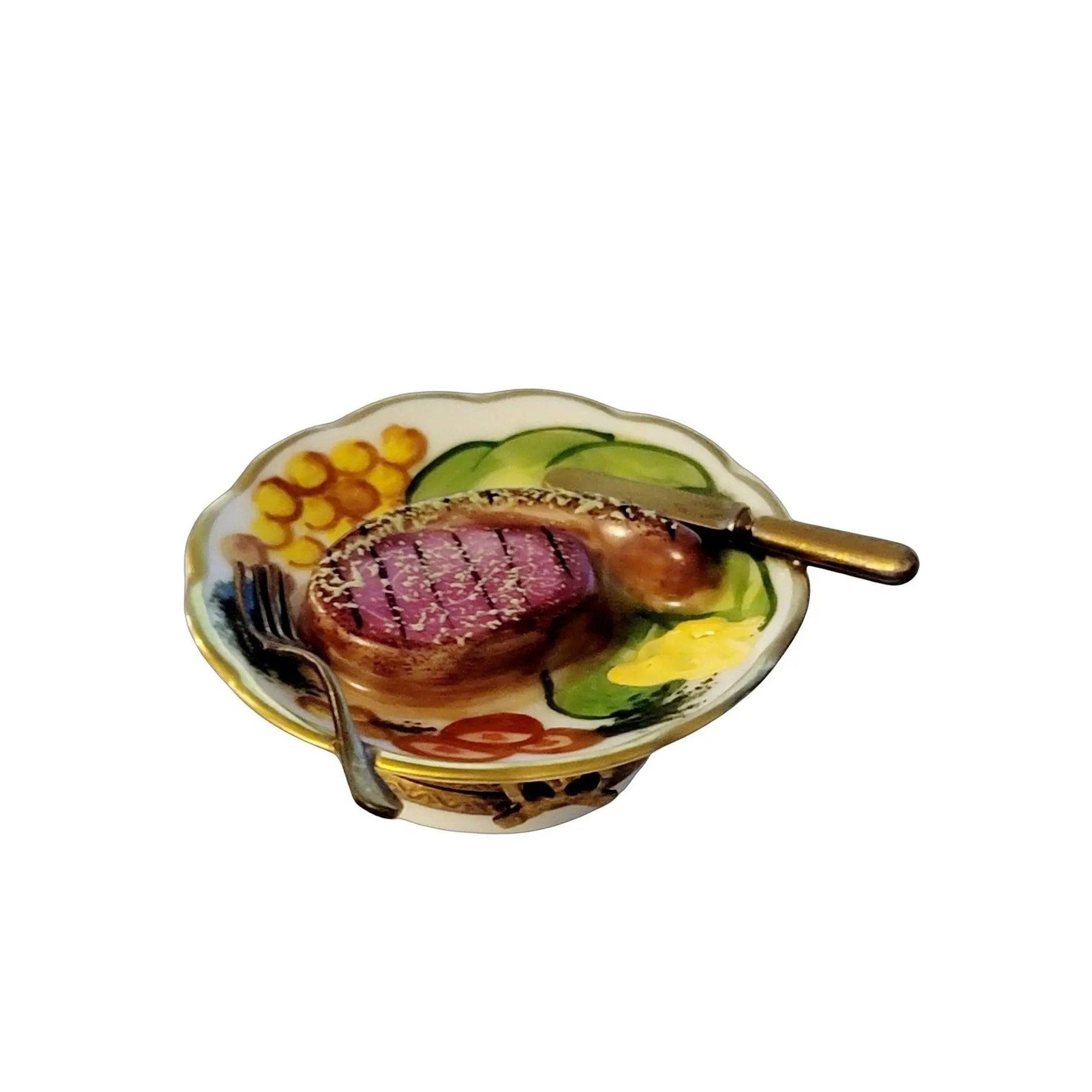 Steak Dinner Porcelain Masterpiece Porcelain Limoges Food French Trinket Box