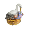 Stork w Baby Porcelain Limoges baby figurines baby gift French Trinket Box
