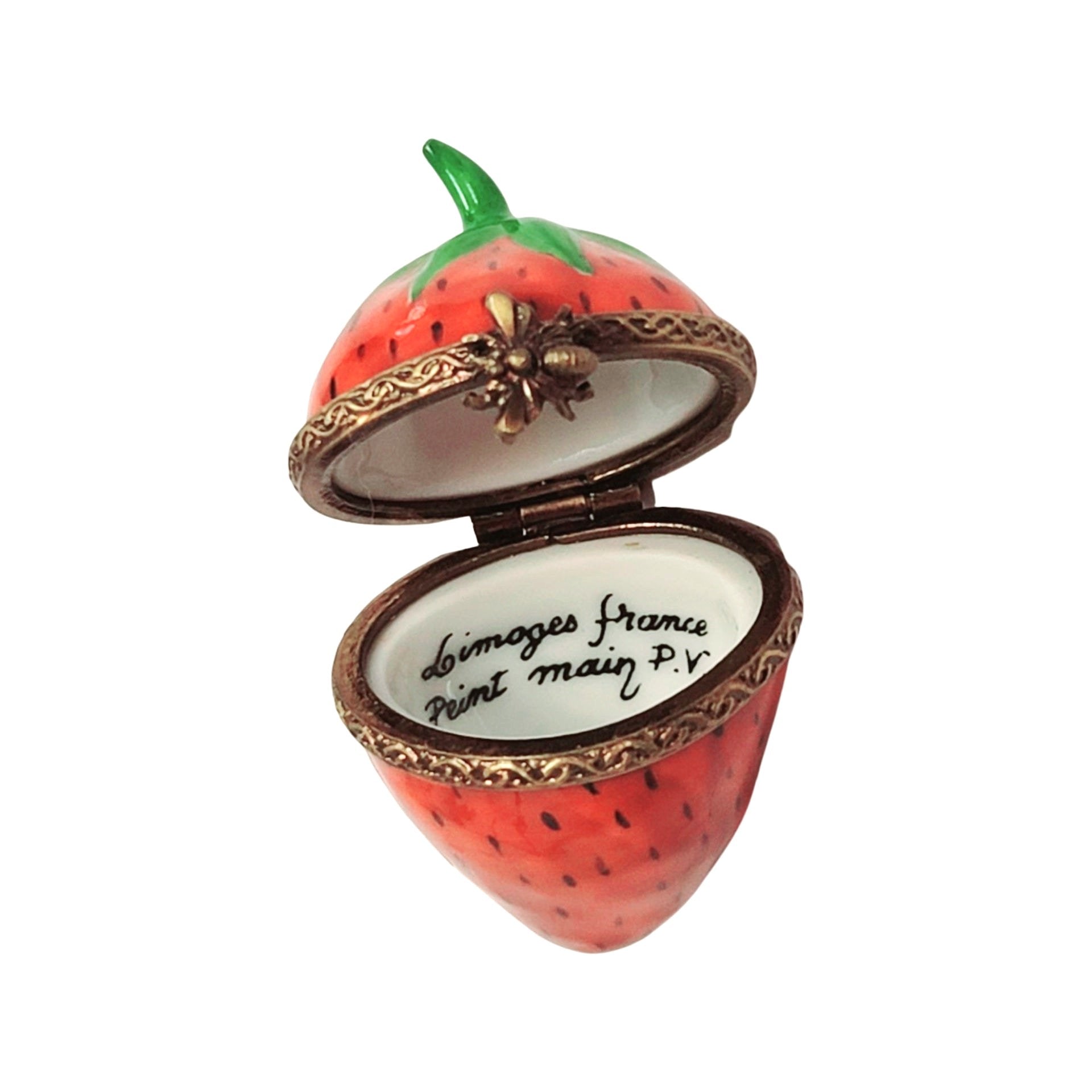 Hand-Painted Strawberry Limoges Box Porcelain Limoges fruit vegetables French Trinket Box