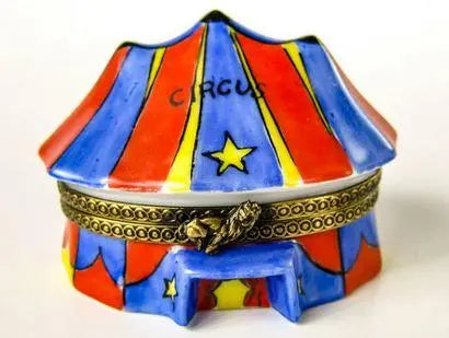Striped Circus Tent Porcelain Limoges limoges boxes circus French Trinket Box