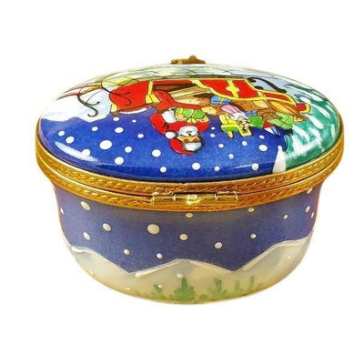 Studio Collection - Santa in Sleigh Porcelain Limoges santa claus French Trinket Box