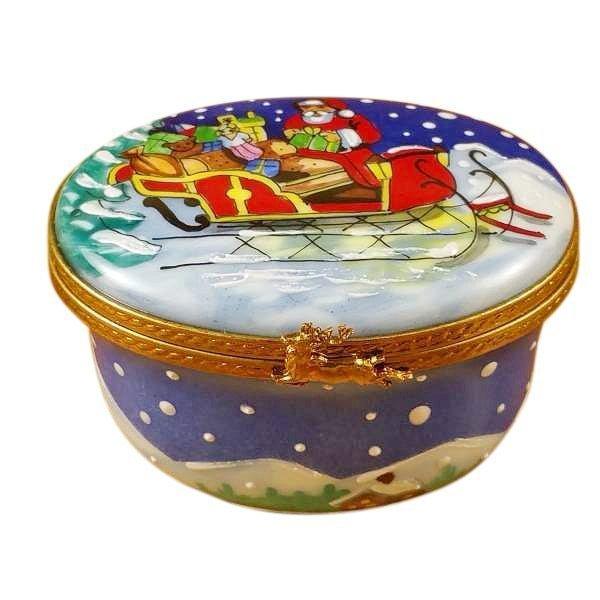 Studio Collection - Santa in Sleigh Porcelain Limoges santa claus French Trinket Box