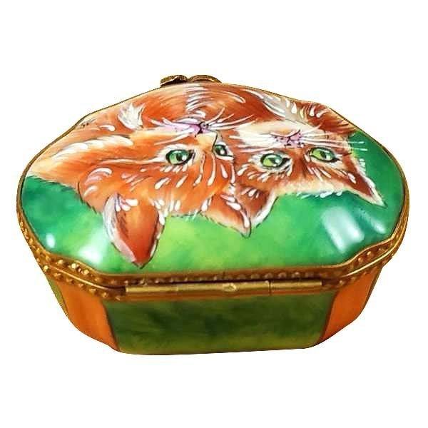 Studio Collection Two Cats Porcelain Limoges Cat French Trinket Box