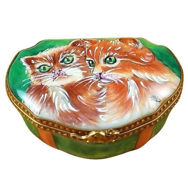 Studio Collection Two Cats Porcelain Limoges Cat French Trinket Box