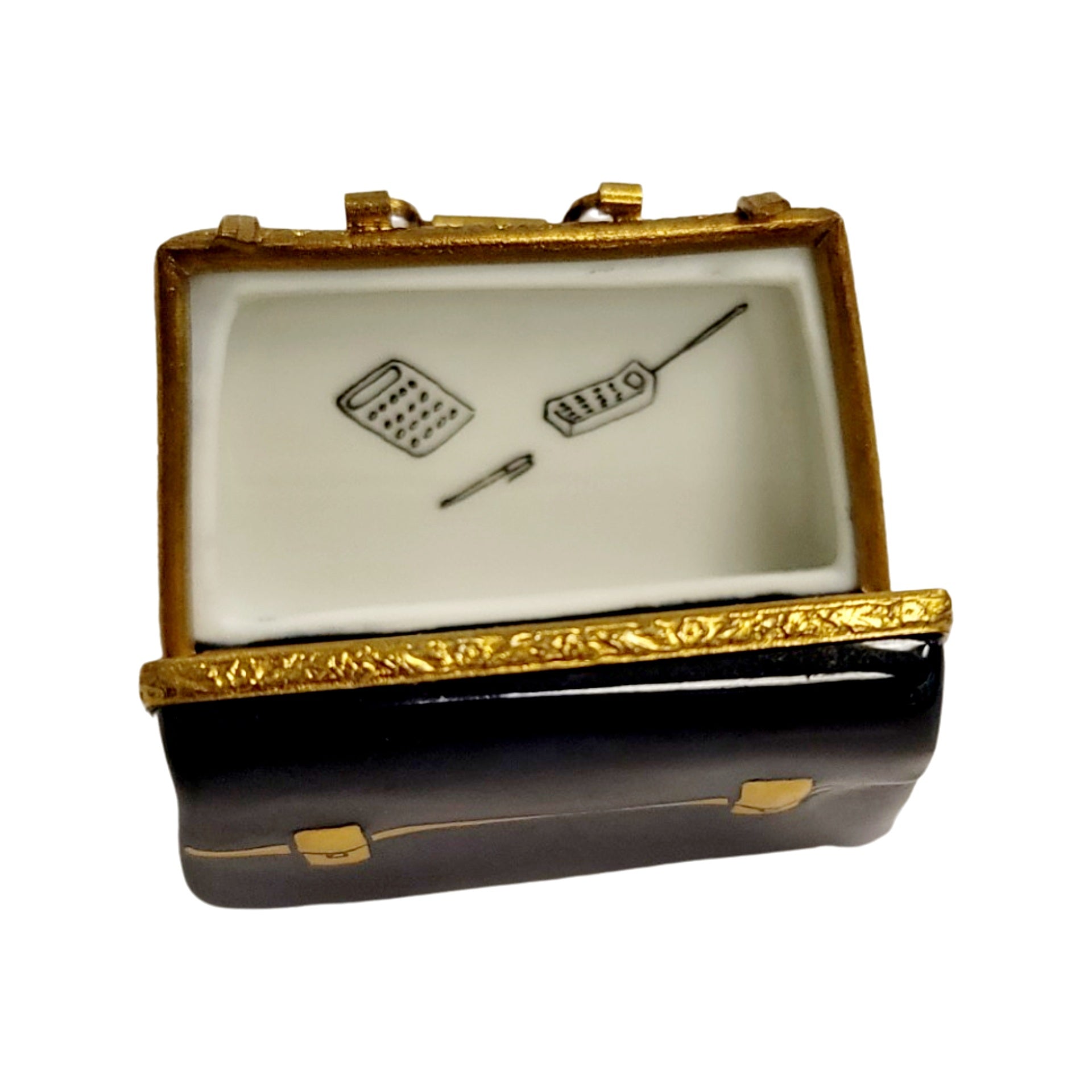 Elegant Limoges Suitcase Keepsake Porcelain Limoges travel professional bags French Trinket Box