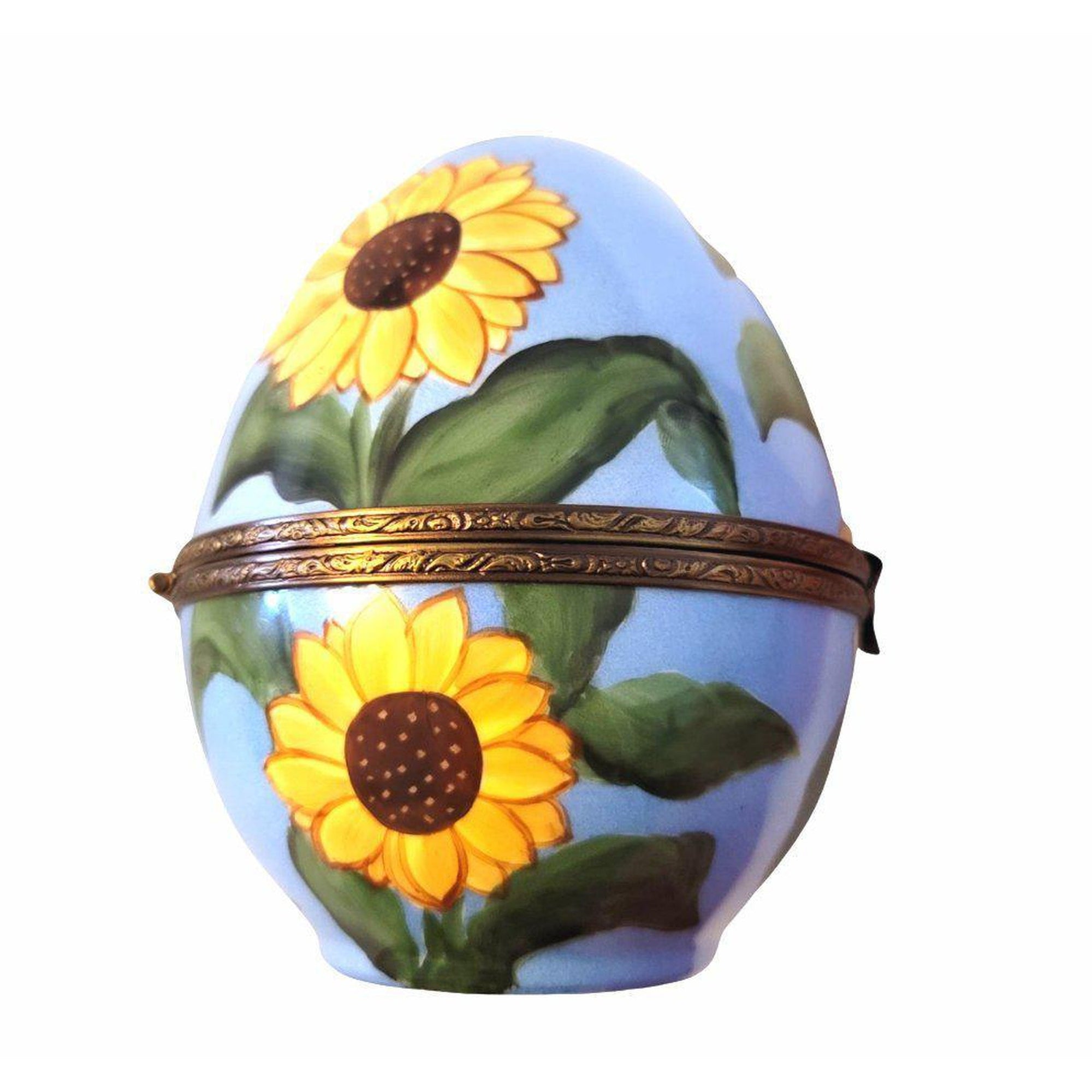 Sunflower Daisy Decorative Egg Porcelain Limoges egg garden French Trinket Box