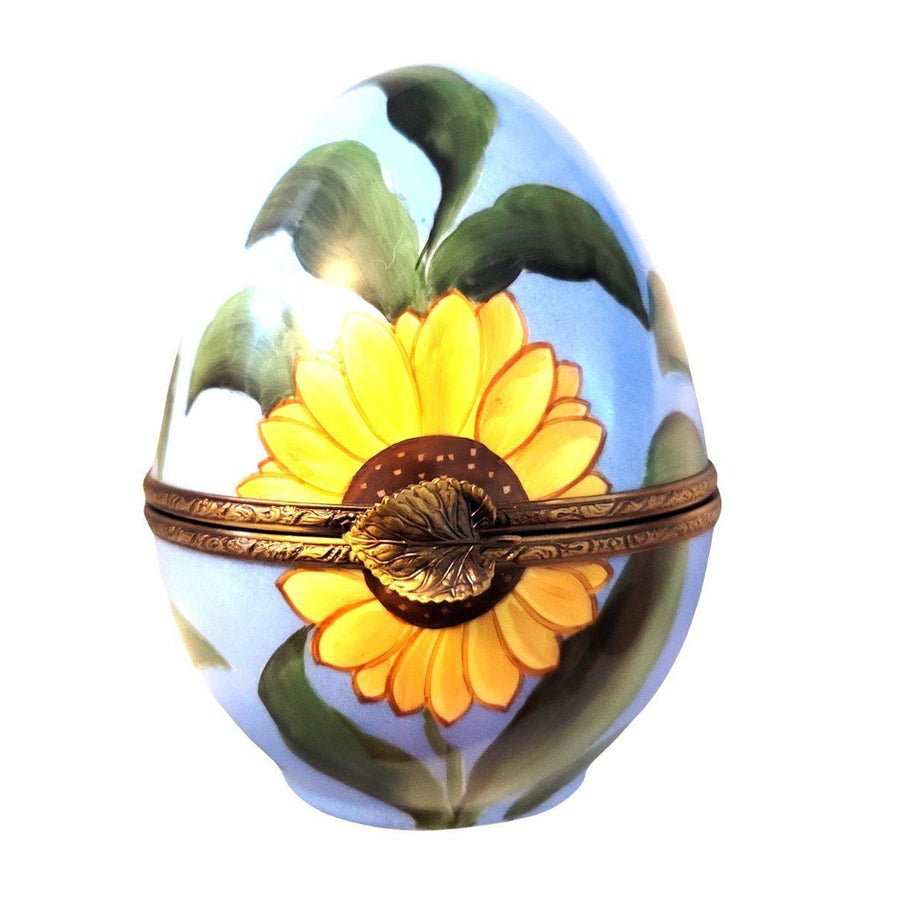 Sunflower Daisy Decorative Egg Porcelain Limoges egg garden French Trinket Box