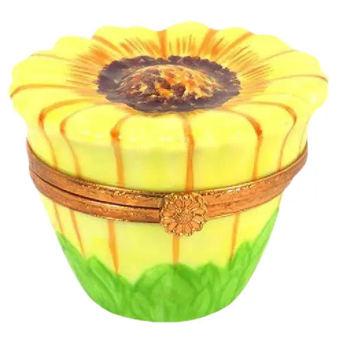 Sunflower Porcelain Limoges garden flowers French Trinket Box