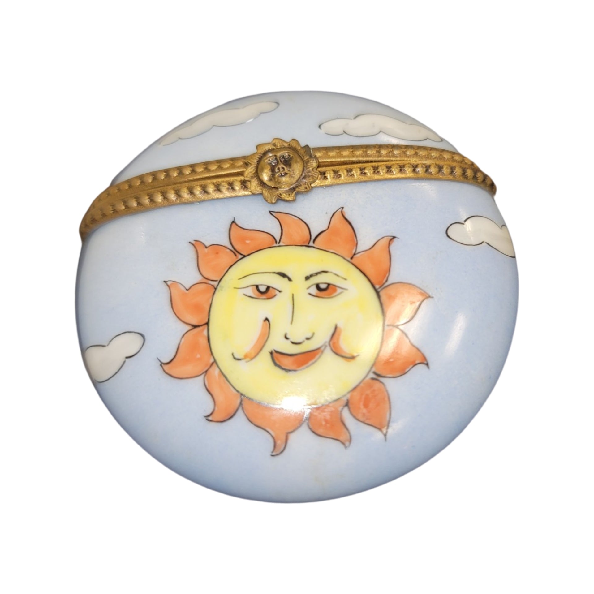Sunshine Round Porcelain Pill Porcelain Limoges LIMOGES BOXES traditional French Trinket Box